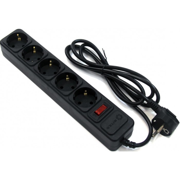 Сетевой фильтр 5bites SP5B-118 5S, 3х0.75мм2, 1,8м, черный